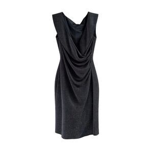 CHAPS 18W Black Sparkle Ruched Cocktail Dress Glam Goth Luxe Partycore Vibes